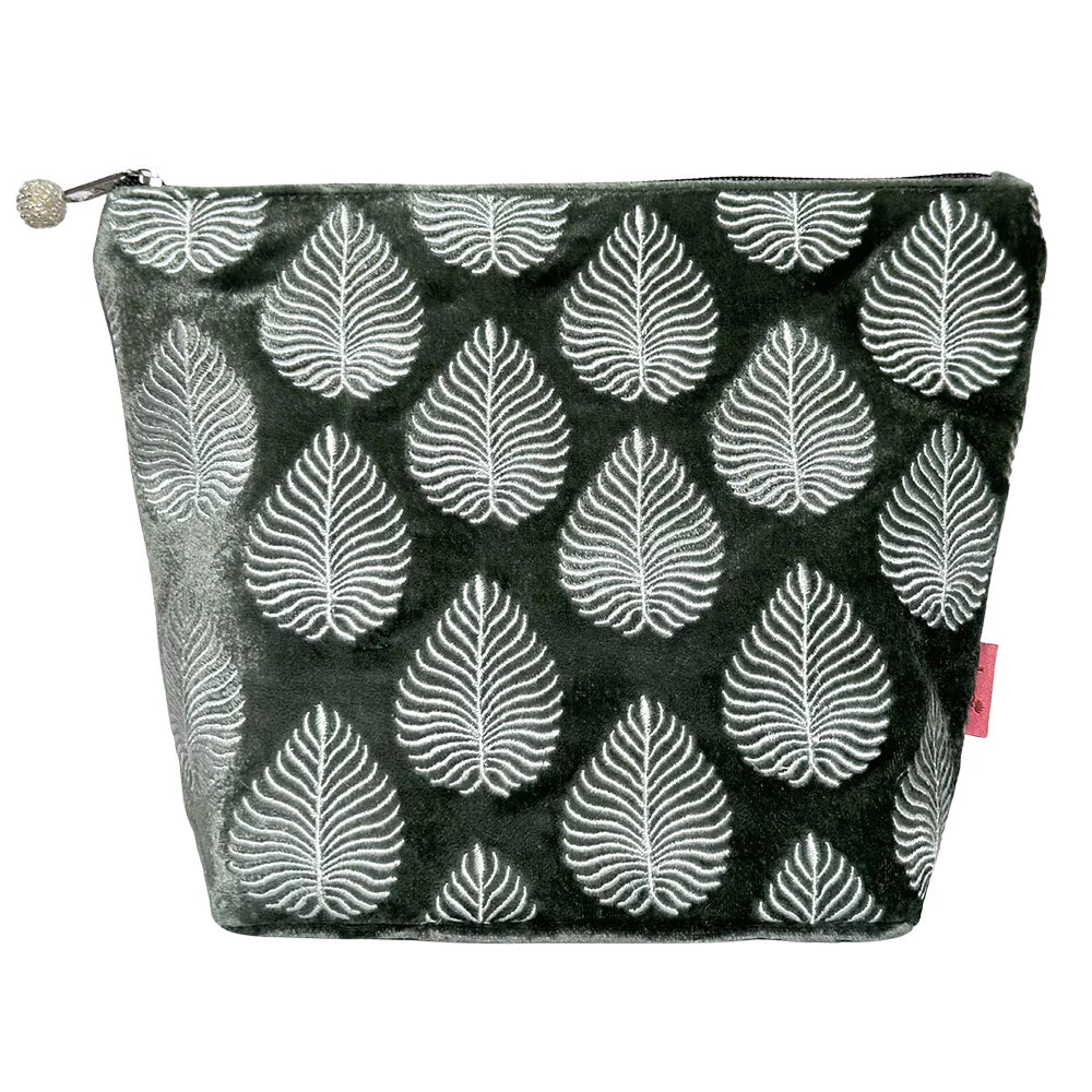 "Geo Leaf" Velvet  Large Cosmetic Purse