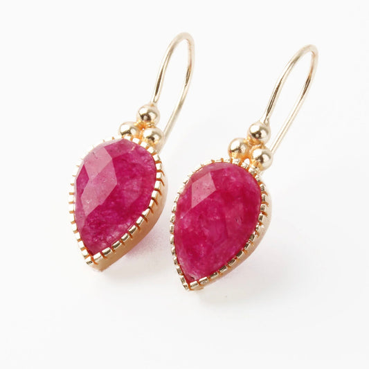 Pink Quartz Drop Hook Earrings