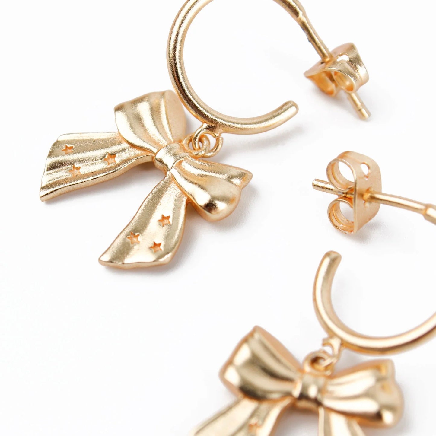 Gold Hoop Bow Earrings