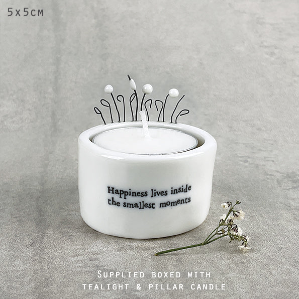 Candle & Tea Light Holder - "Happiness"