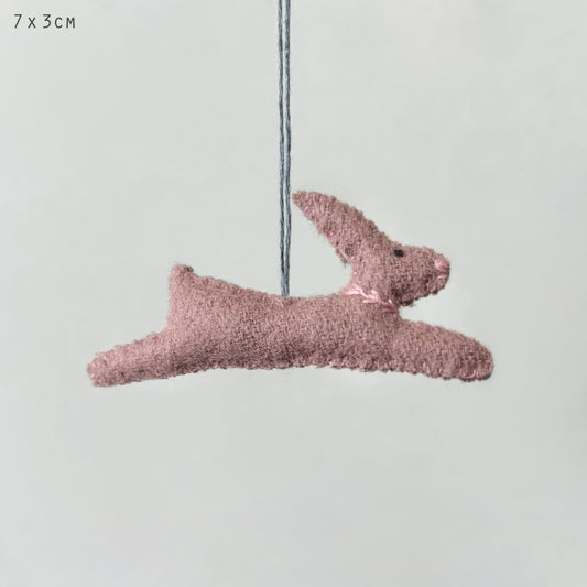 Small Hanging Leaping Rabbit-Pink