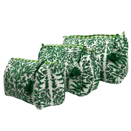 Jasmine Block Print Trio Of Cosmetic Bags