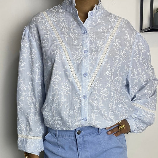 April Embroidered Frill Blouse