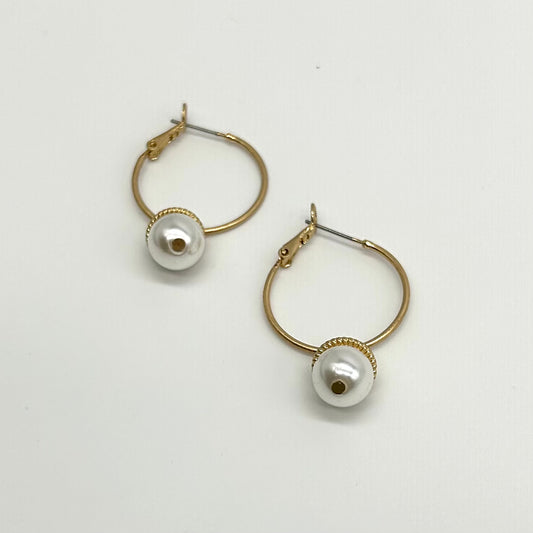 Pearl Drop Hoop Earrings