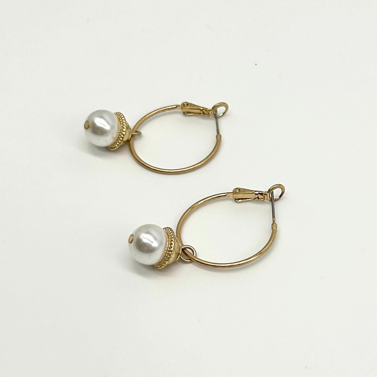 Pearl Drop Hoop Earrings