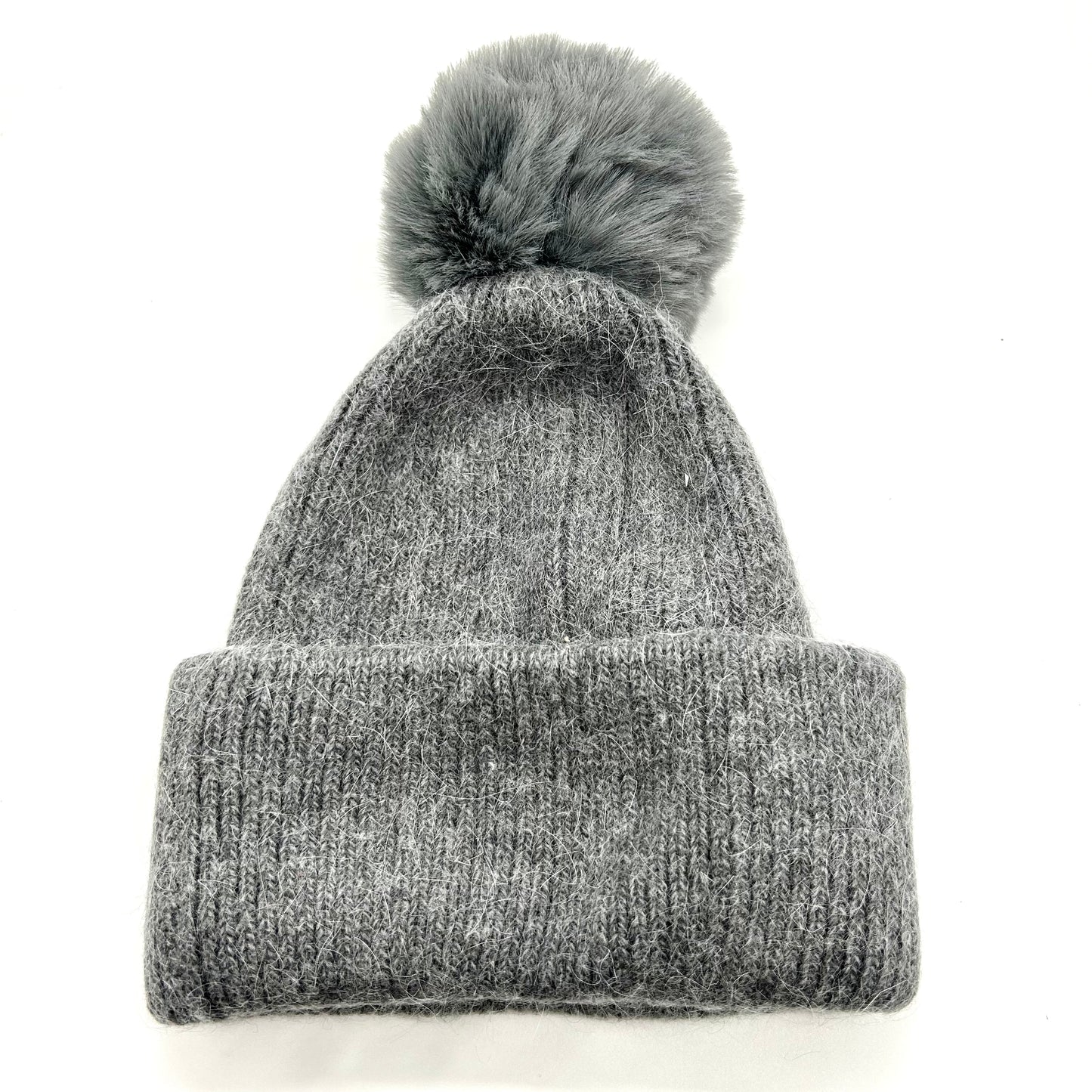 Faux Fur Wool Mix Pom Pom Hat