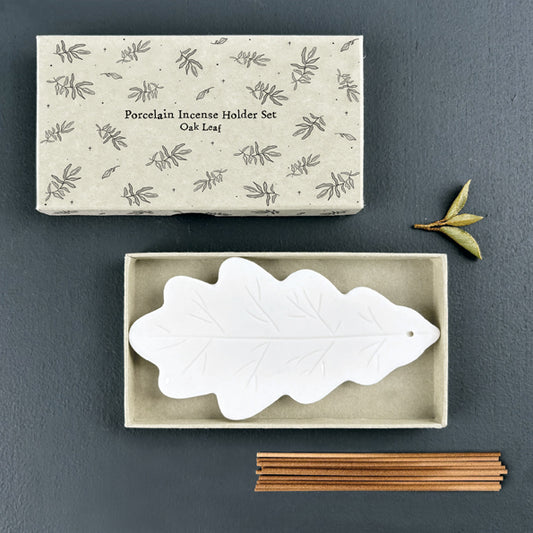 Porcelain Incense Holder Set - Oak Leaf