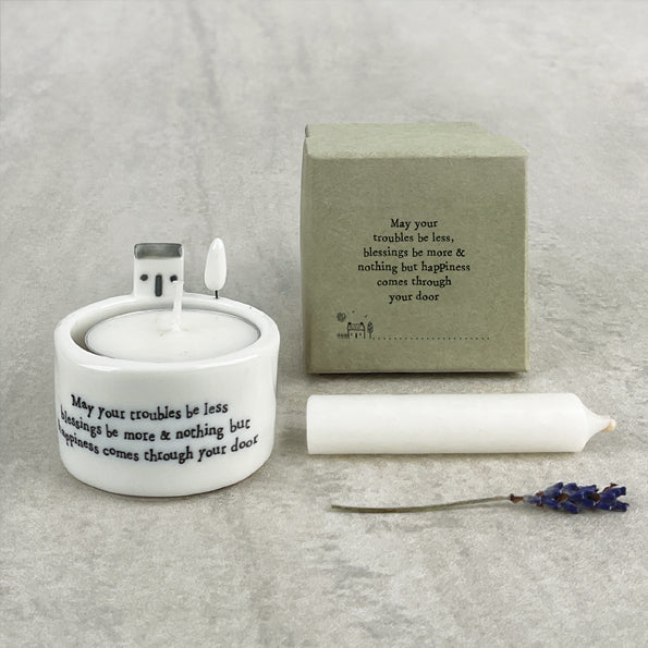 Candle & Tea Light Holder - "May your troubles"