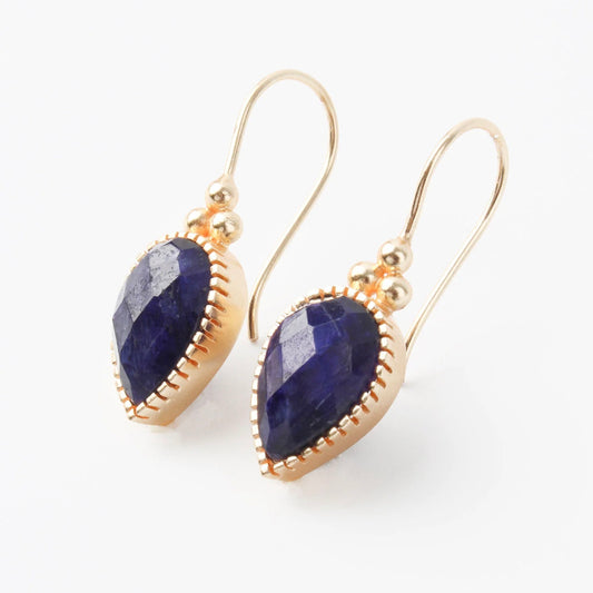 Blue Sapphire Drop Hook Earrings