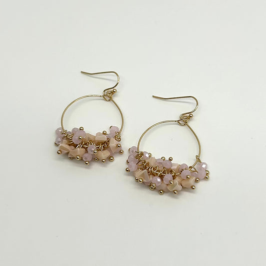 Crystal Cluster Hoop Drop Earrings