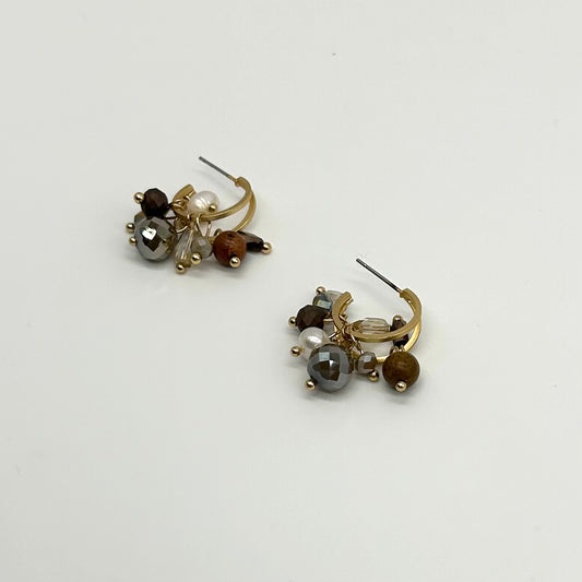 Stone & Crystal Cluster Drop Earrings