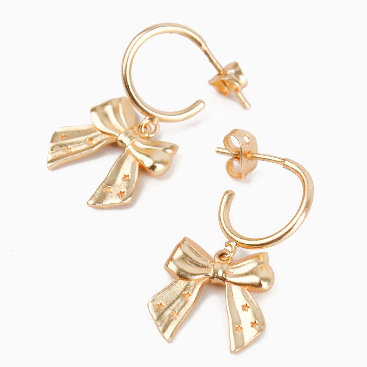 Gold Hoop Bow Earrings