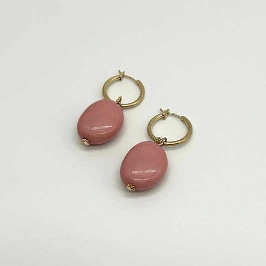 Acrylic Bead Hoop Drop Earrings