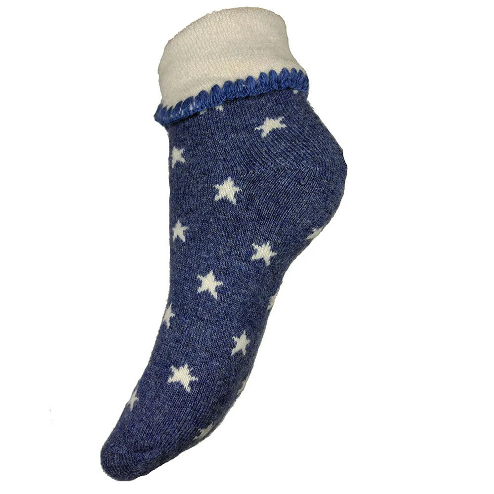 Navy Starry Wool Blend Cuff Socks