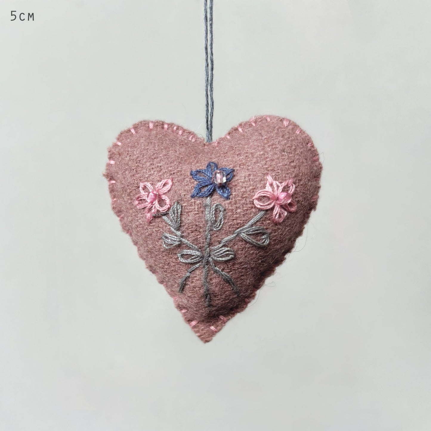 Embroidery Floral Heart-Pink