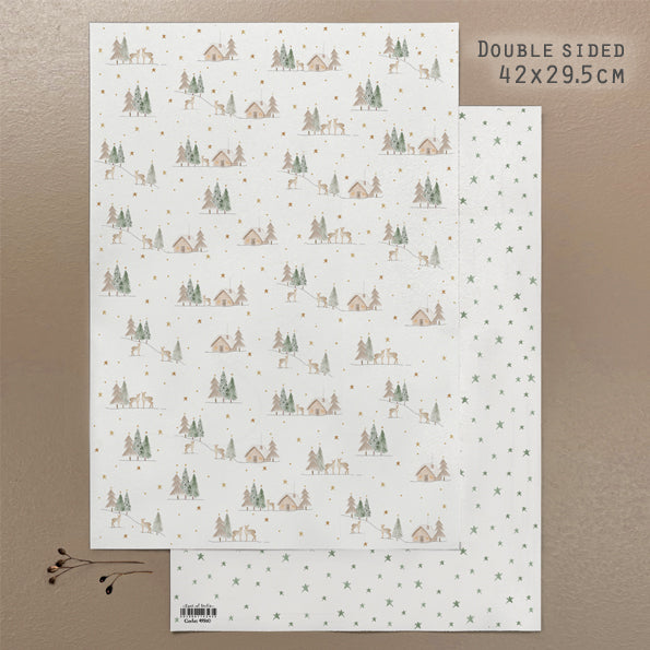 Small Gift Wrap Sheet - Woodland Cottage