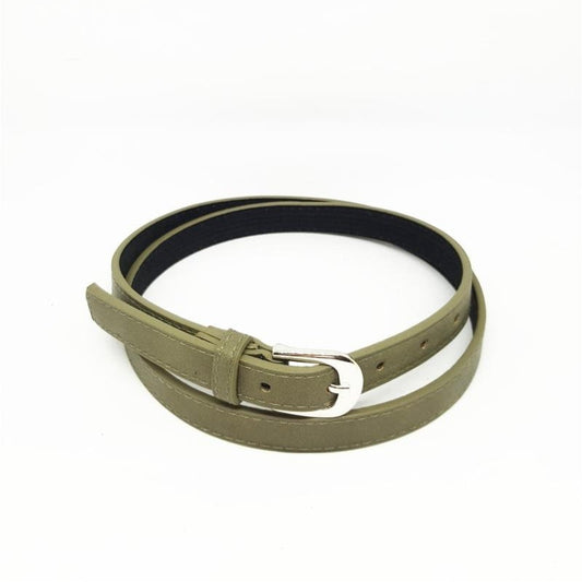 Thin Plain Round Buckle Smooth Belt