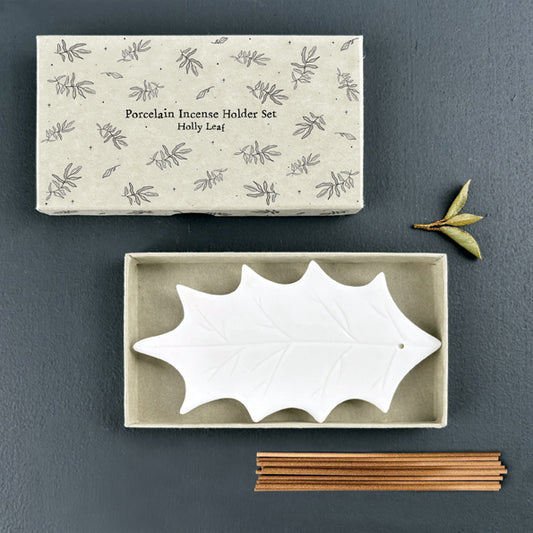 Porcelain Incense Holder Set - Holly Leaf