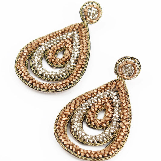 Gold And Silver Teardrop Earrings