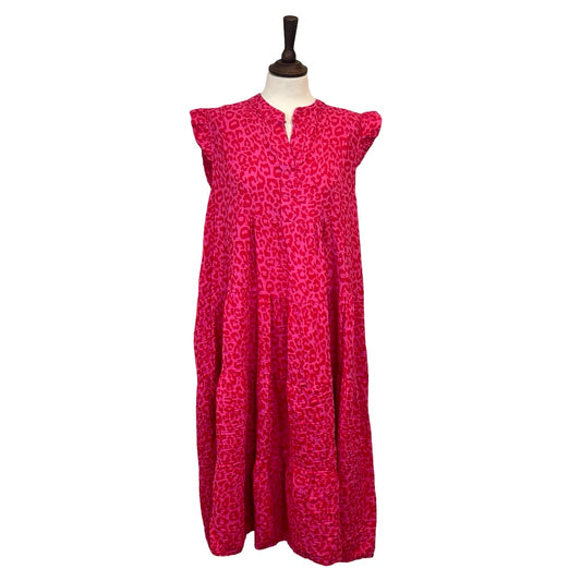 Abigail Leopard Print Frill Sleeveless Dress