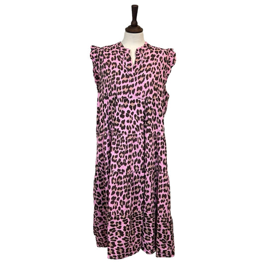 Abigail Leopard Print Frill Sleeveless Dress