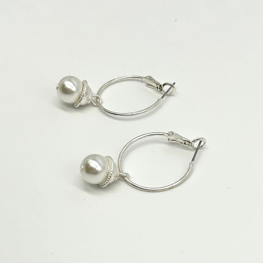 Pearl Drop Hoop Earrings