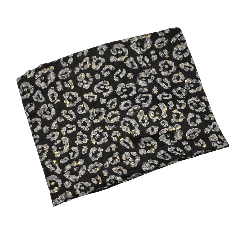 Lightweight Metallic Leopard Print Scarf