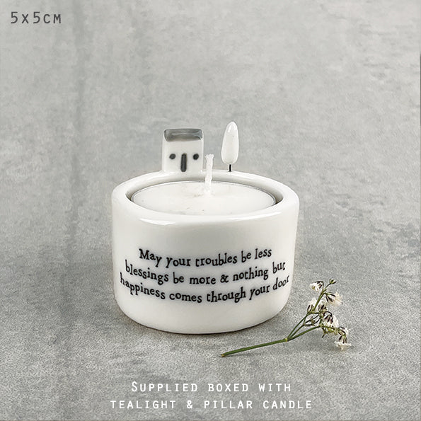 Candle & Tea Light Holder - "May your troubles"