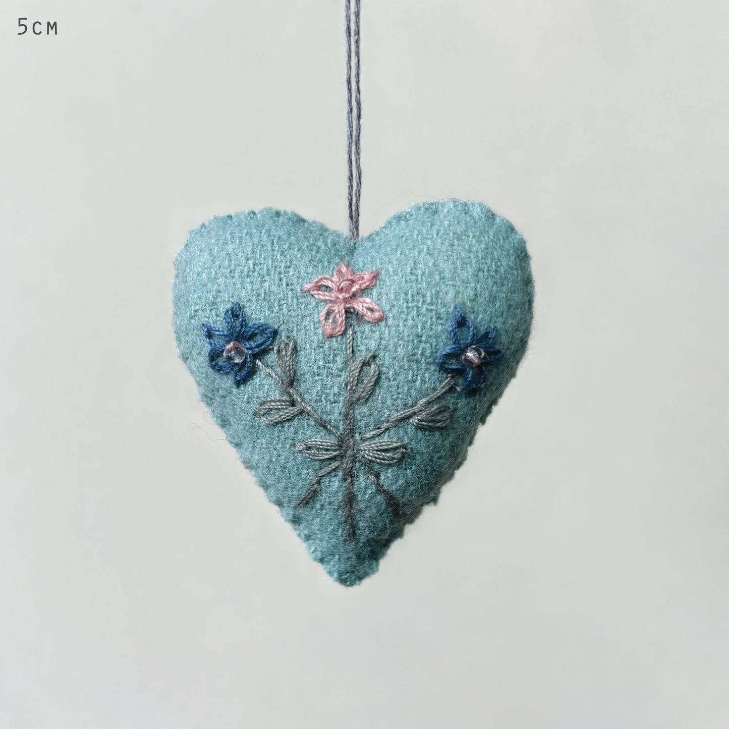 Embroidery Floral Heart-Blue