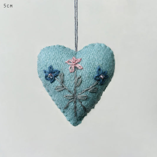 Embroidery Floral Heart-Blue