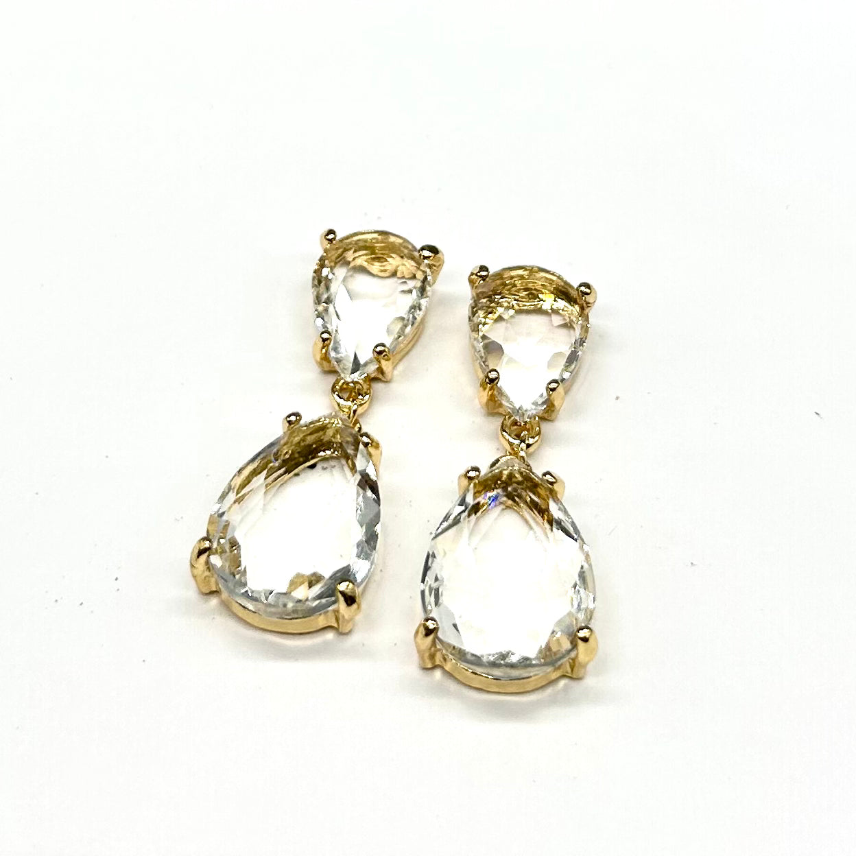 Faceted Glass Stone Drop Earrings