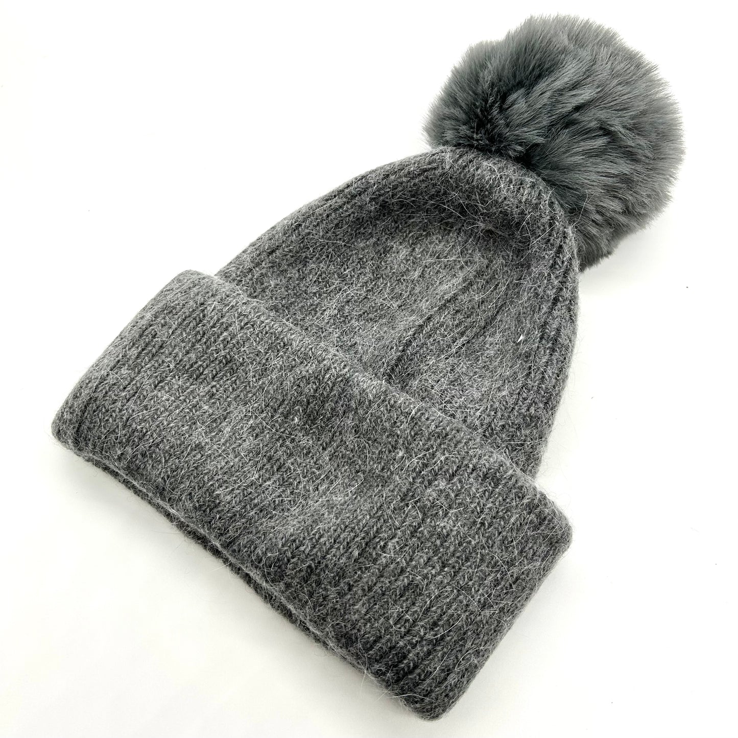 Faux Fur Wool Mix Pom Pom Hat