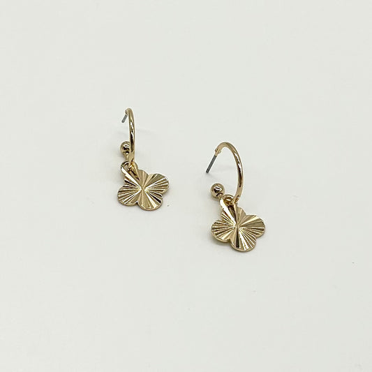 Shiny Texture Clover Drop Earrings