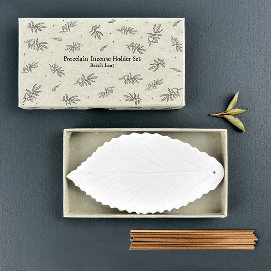 Porcelain Incense Holder Set - Beech Leaf