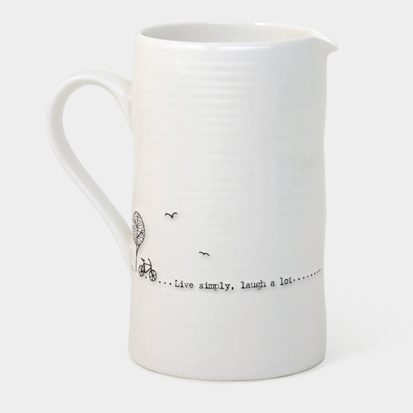 Porcelain Large Jug - "Live simply"