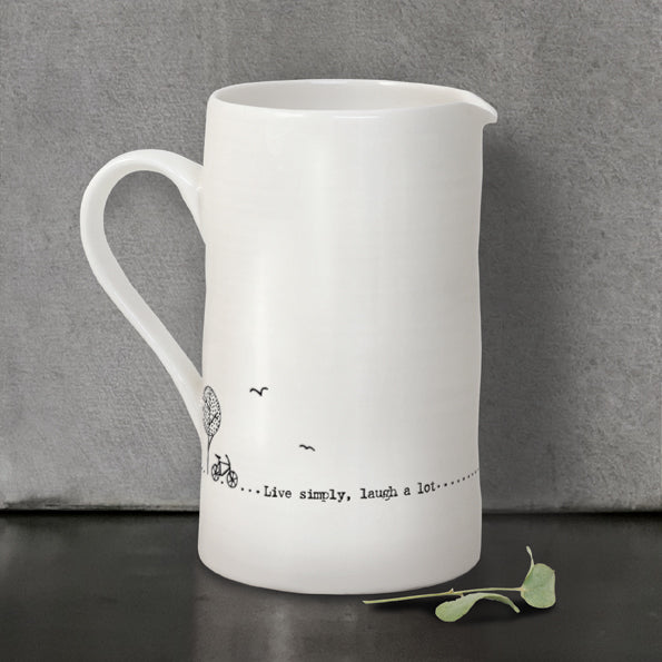 Porcelain Large Jug - "Live simply"