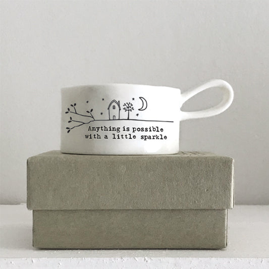 Porcelain Tea Light Holder - "Anything is possible"