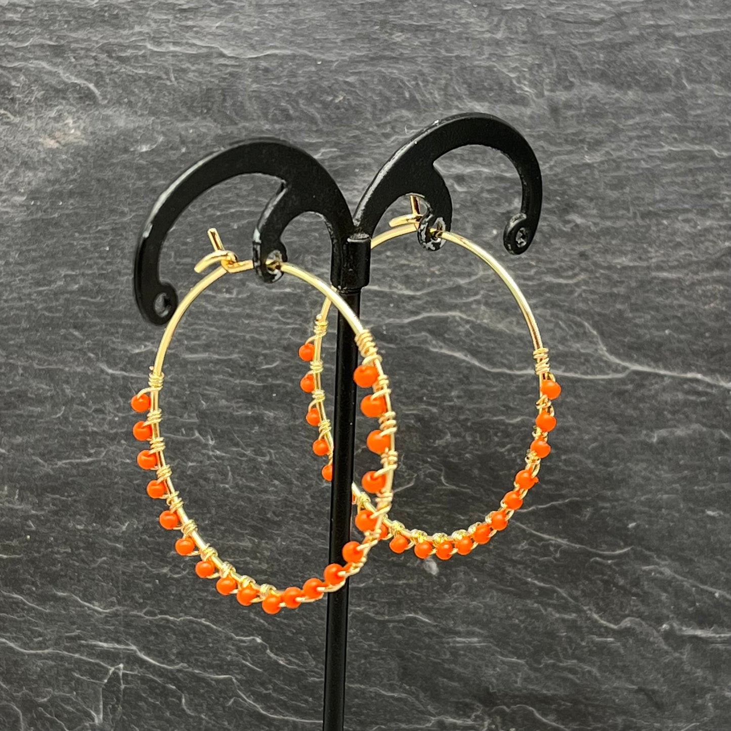 Coloured Bead Hoop Earrings