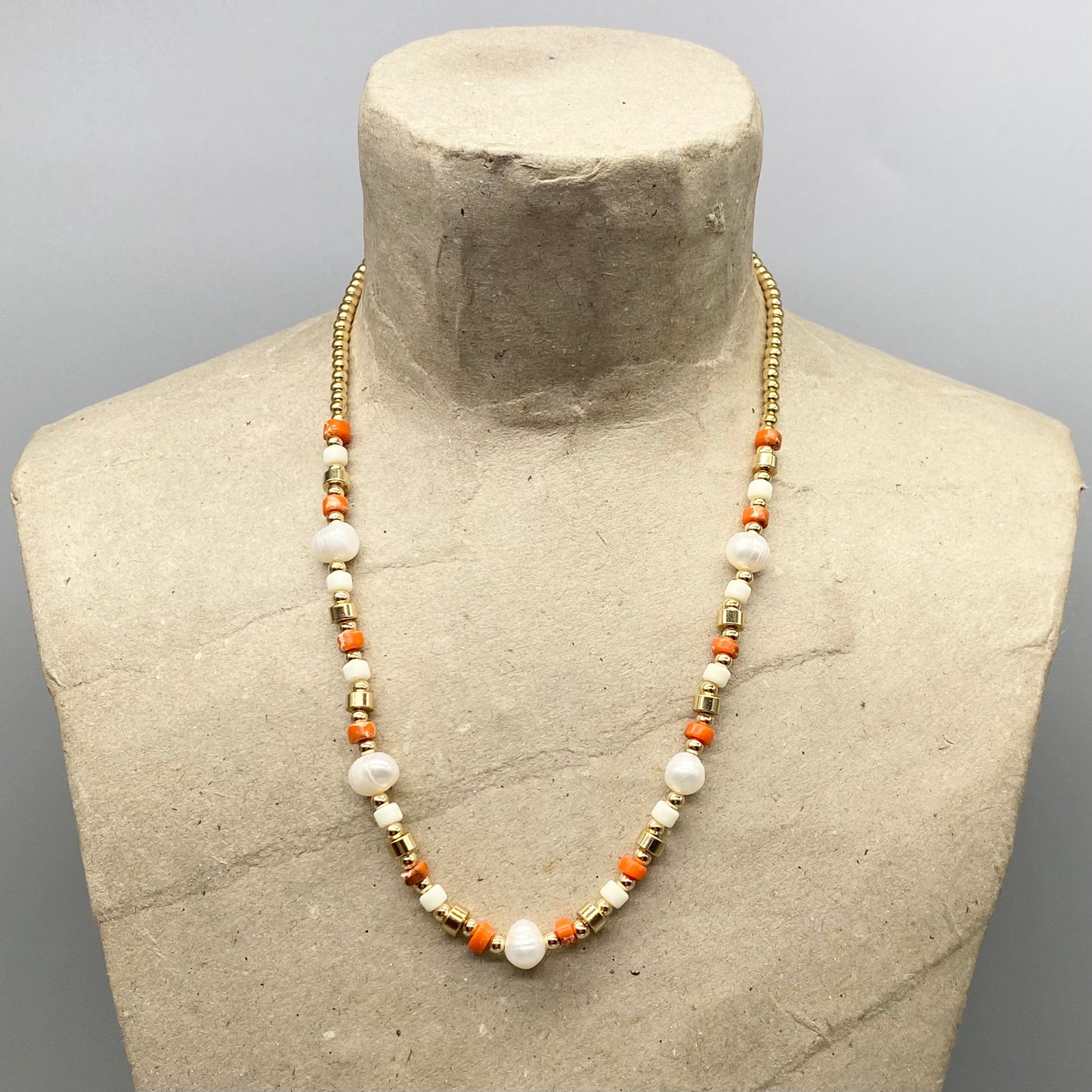 Coloured Stone And Natural Pearl Necklace