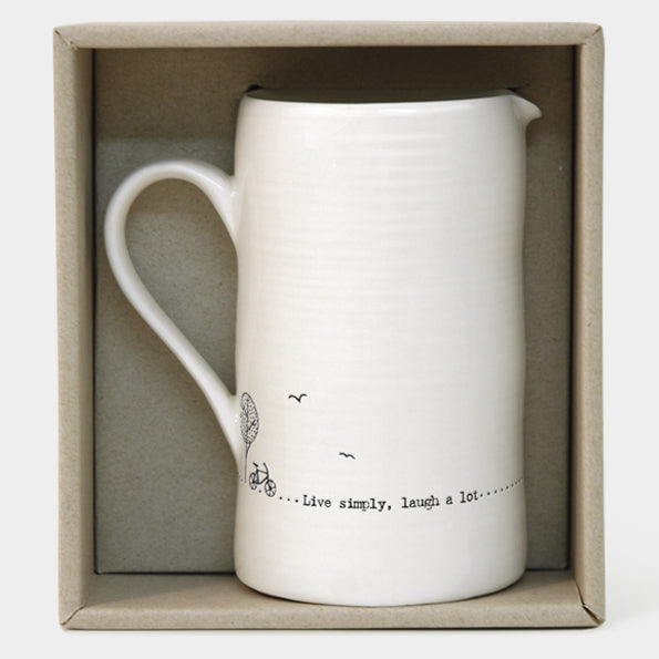 Porcelain Large Jug - "Live simply"