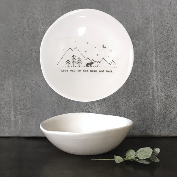 Porcelain Medium Wobbly Bowl - "Moon and Back"