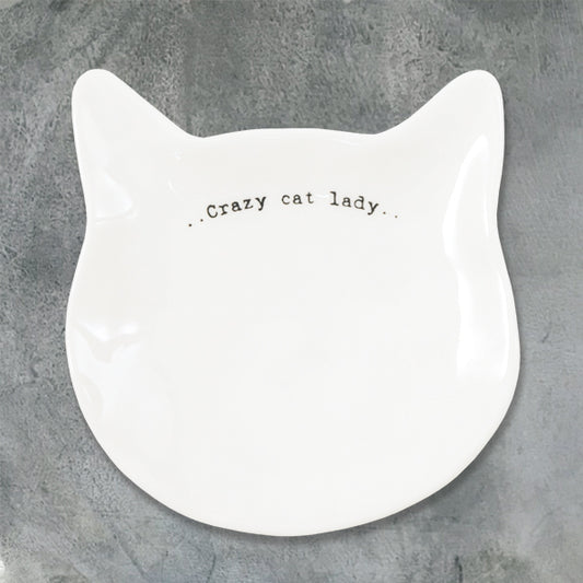 Porcelain Sentiment Dish - "Crazy cat lady"